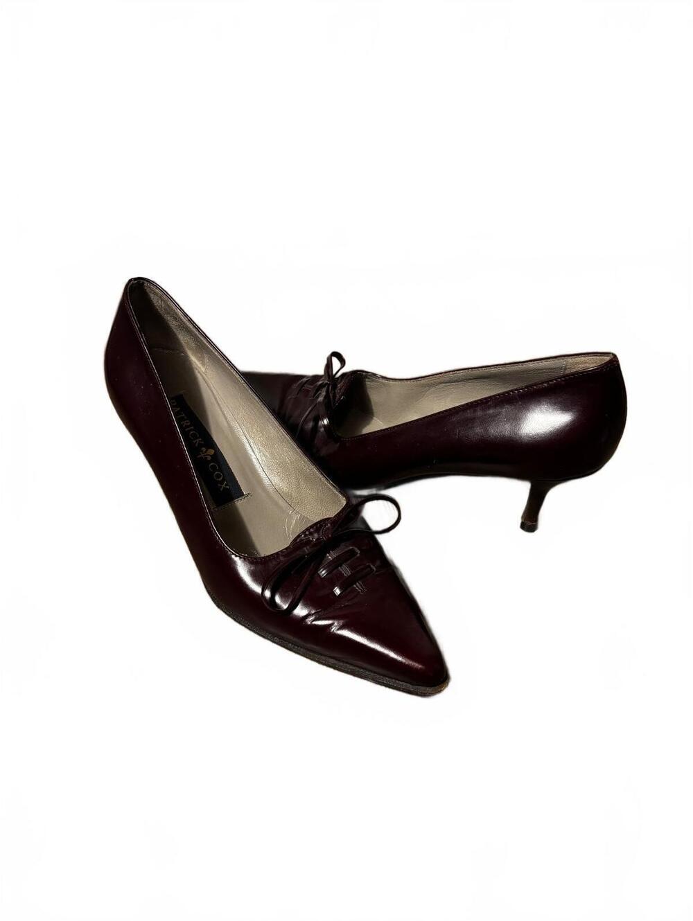 Patrick Cox Burgundy Leather Pointed Toe Pumps with Bow Detail